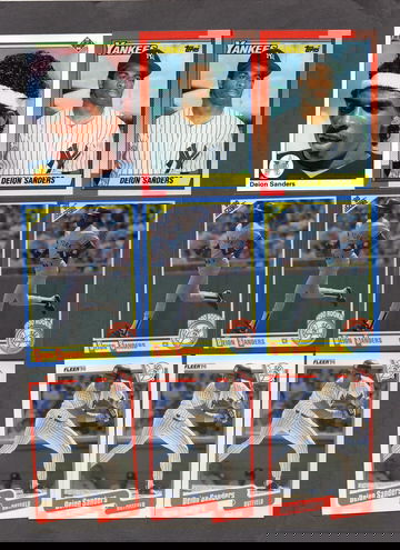 Deion Sanders 1990 Rookie RC Lot (13) Nice Variety Yankees