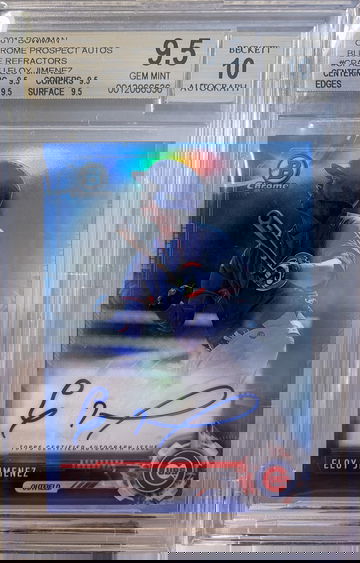 2017 Bowman Chrome Eloy Jimenez Blue Refractor Auto True + BGS 9.5