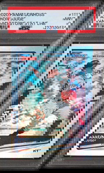 2020 Panini Donruss Sp-Milestone Stat Line Aaron Judge #111 /350 PSA 9