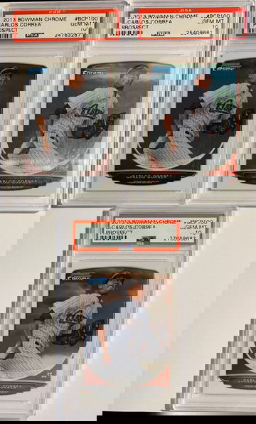 Lot of (3) 2013 Bowman Chrome Carlos Correa PSA 10