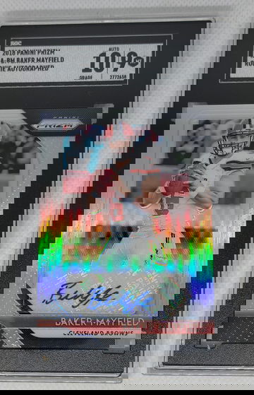 2018 Prizm Baker Mayfield Silver RC Auto SGC 9 AUTO 10