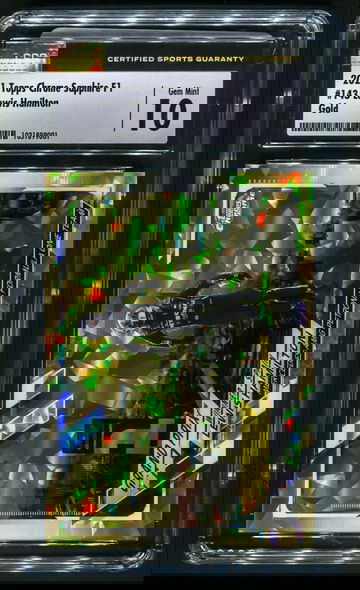 2021 TOPPS CHROME F1 #143, Lewis Hamilton, SAPPHIRE Gold /50 CSG 10 Gem Mint
