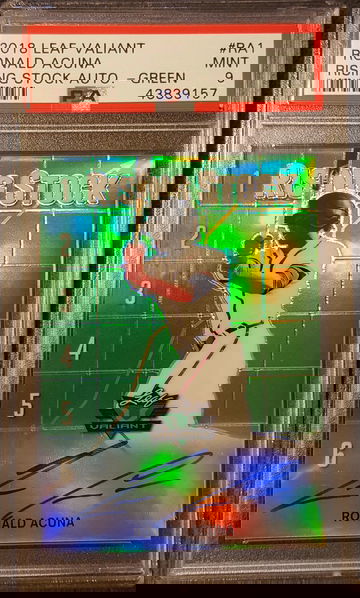 2018 Leaf Valiant Green */99 Rookie Ronald Acuna Jr. PSA 9 Auto