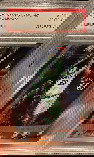 1997 Topps Chrome Tim Duncan Rookie Card RC #115 PSA 9