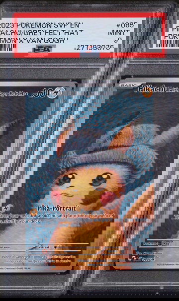 2023 Pokemon Black Star Promo Pokemon X Van Gogh Pikachu With Grey Felt Hat #085 PSA 9