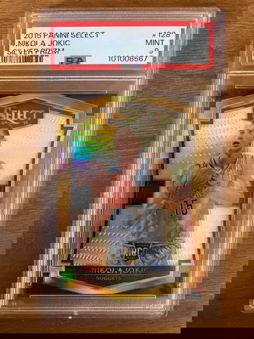 2015-16 Panini Select Nikola Jokic Silver Prizm SP #128 Nuggets RC Rookie PSA 9