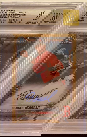 2021 Bowman Chrome Brainer Bonaci Prospect Auto Gold Shimmer Refractor
