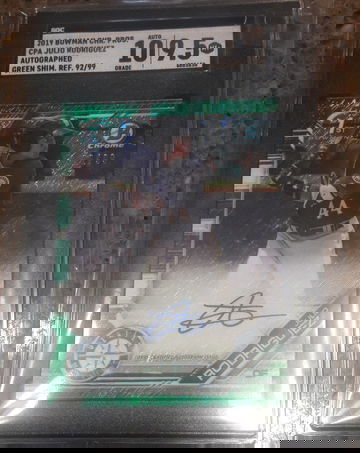 2019 Bowman Julio Rodriguez 1st Bowman Chrome Auto Green Shimmer Refractor /99 SGC 9.5 10 Auto 