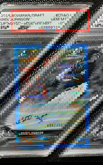 2018 Bowman Osiris Johnson Blue Wave Auto PSA 10