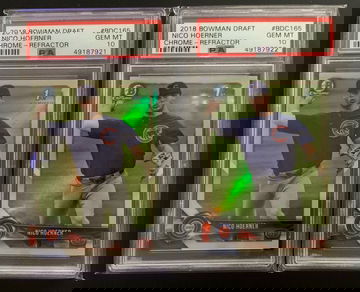 (2) 2018 Bowman Chrome Draft Nico Hoerner Refractor PSA 10 