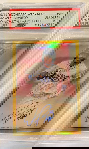 2019 Wander Franco Bowman Heritage Gold Refractor Autograph PSA 10  46/50