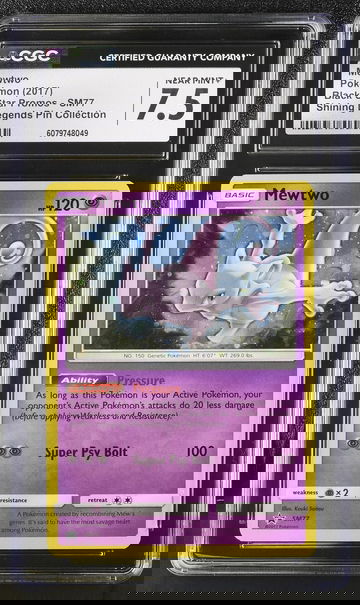 2017 Pokémon Sun & Moon Black Star Promo Mewtwo #SM77 Holo CGC 7.5