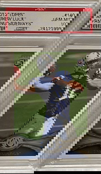 2012 Topps #140 Andrew Luck Colts RC Rookie Passing Sideways PSA 10