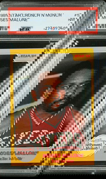 1985 STAR CRUNCH N MUNCH #5 MOSES MALONE PSA 7