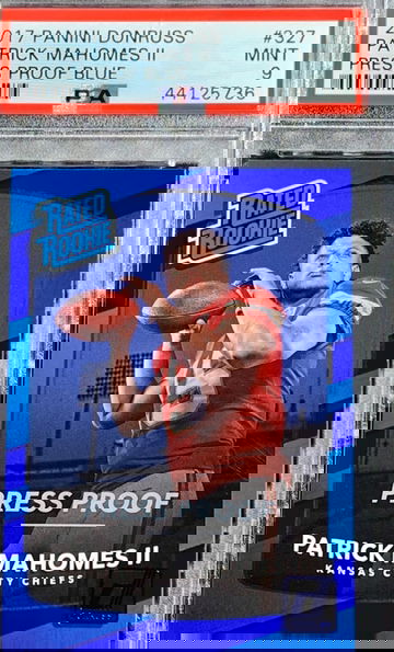 2017 PATRICK MAHOMES BLUE PRESS PROOF RATED ROOKIE #327 PSA 9