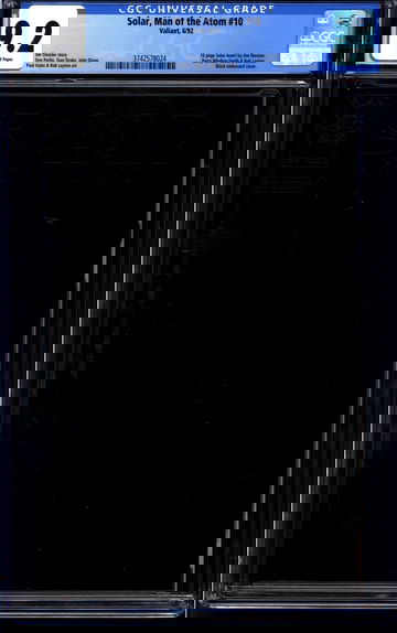 Solar, Man of the Atom #10 (1992) CGC 9.2 -- White pages; Black embossed cover