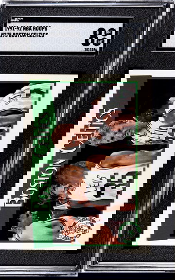 1991-92 NBA Hoops Basketball #275 Boston Celtics Team Larry Bird - SGC 8 NM-MT  Reggie Lewis Robert Parish Kevin McHale 