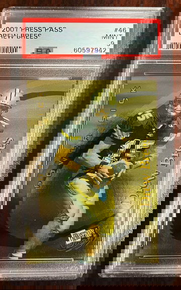 DREW BREES 2001 Press Pass POWER PICK Rookie Insert SP PSA 9