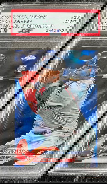 Rafael Devers 2018 Topps Chrome Blue Refractor /150 PSA 9 Mint