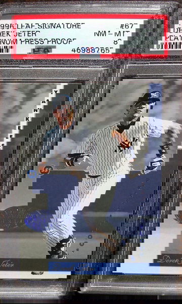 Derek Jeter 1996 Leaf Signature Platinum Press Proof /150 PSA 8