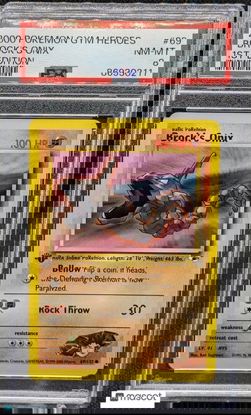 2000 Pokemon Gym Heroes Brock's Onix #69 1st Edition PSA 8