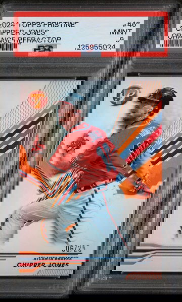 2024 Topps Pristine Orange Refractor Chipper Jones #46 /25 PSA 9