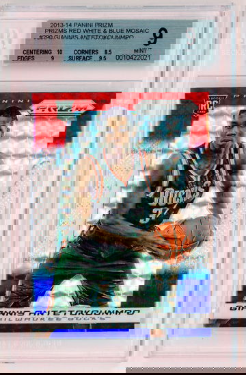 2013 Panini Prizm Giannis Antetokounmpo Red White Blue Mosaic BGS 9