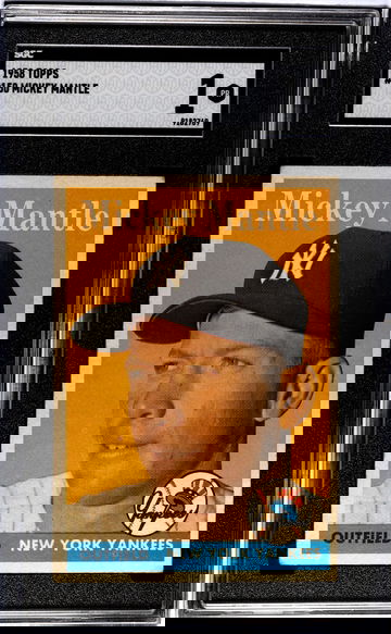 1958 Topps #150 Mickey Mantle SGC 1 part of back missing after torn from scrapbook