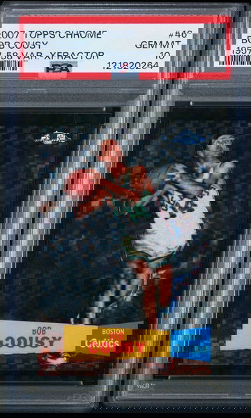 2007-08 Topps Chrome 1957-58 Variation Bob Cousy Black Xfractor /50 POP 1 PSA 10