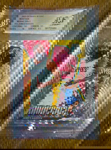 2023 Panini Mosaic James Harden Montage Mosaic Gold /10 BGS 9.5 Clippers #14