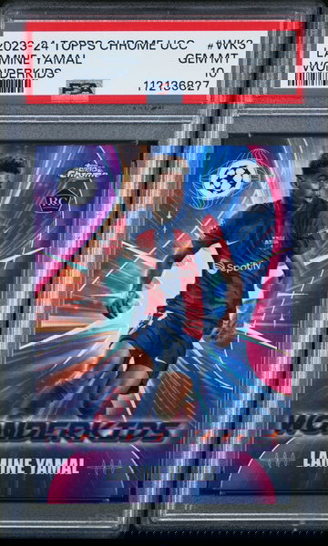 2023-24 TOPPS CHROME UEFA UCL WONDERKIDS LAMINE YAMAL #WK3 RC ROOKIE PSA 10