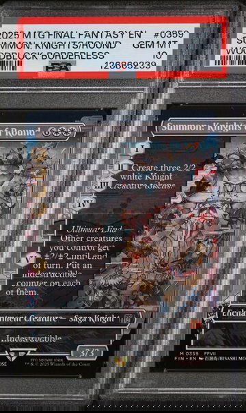 2025 Magic the Gathering Final Fantasy Woodblock Borderless Summon Knights of Round #0359 PSA 10