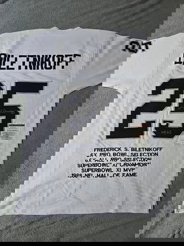 FRED BILETNIKOFF AUTOGRAPHED CUSTOM STAT JERSEY (RAIDERS) W/ PROOF! - JSA COA 