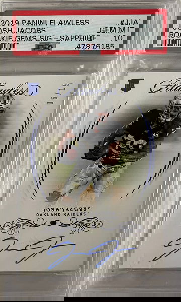 2019 Panini Flawless Josh Jacobs Rookie Gems Sig-Sapphire PSA 10