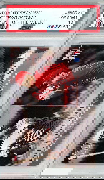 2018 TOPPS NOW BABE RUTH SHOHEI OHTANI #MOW1 MOMENT OF THE WEEK ROOKIE RC PSA 10