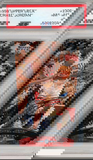 1998 UPPER DECK JORDAN (A-W) MICHAEL JORDAN #230S CHICAGO BULLS HOF PSA 8 NM-MT