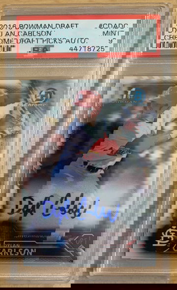 Dylan Carlson 2016 Bowman Chrome 1st Auto Prospect Autograph CDA-DC PSA 9 Mint
