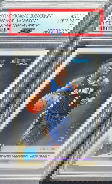 Pop 13 PSA 10 Gem Mint 2019 Donruss Zion Williamson Rated Rookie PRESS PROOF PURPLE 197/199 RC Rookie