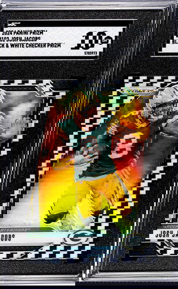 2024 Panini Prizm #102 Josh Jacobs Black & White Chkr. Prizm SGC 10