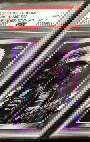 2021 Topps chrome f1 Formula 1 Lewis Hamilton Sapphire Edition SP variation purple #1 /10 psa9 