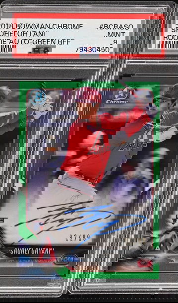 2018 Bowman Chrome Green Refractor AUTO Shohei Ohtani BCRASO RC Rookie /99 PSA 9