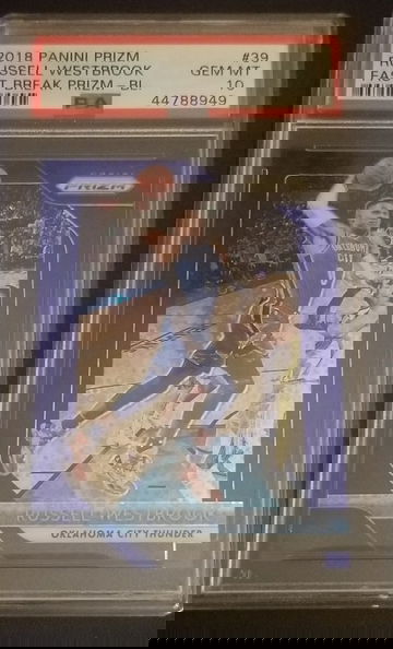 2018 Panini Prizm Russell Westbrook Fast Break Blue /175 PSA 10