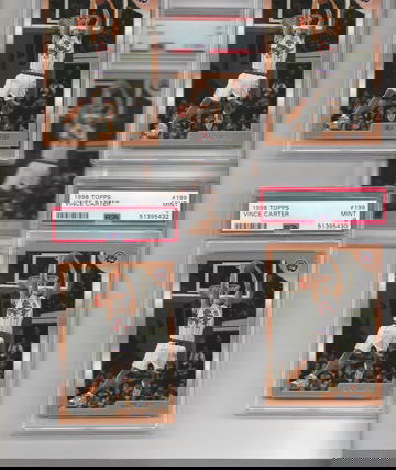 LOT OF 5-  PSA 9 MINT 1998 TOPPS VINCE CARTER ROOKIE CARD #199