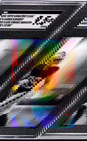 2024 Topps Signature Class #RCV-69 Brock Bowers Rookie Class Chrome Var. Magenta Refractor SGC 9.5