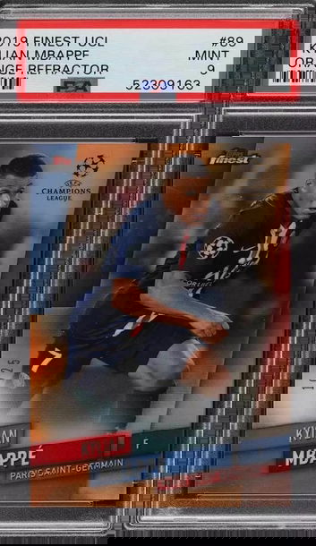 2019 Finest UCL Kylian Mbappe Orange Refractor #’d 10 / 25 PSA 9 - Pop 1 