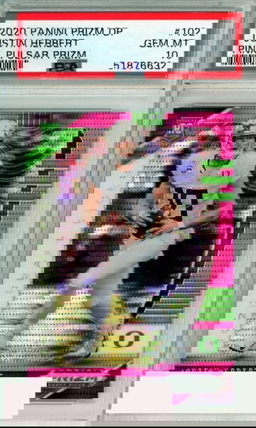 2020 PANINI PRIZM DP JUSTIN HERBERT #102 PINK PULSAR PRIZM ROOKIE PSA 10 GEM MT