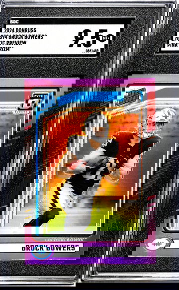 2024 Donruss #394 Brock Bowers Optic Preview Pink Prizm SGC 9.5