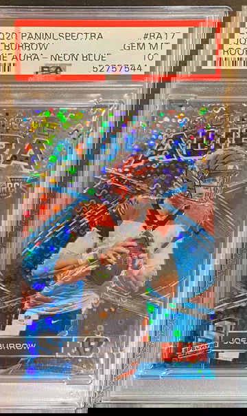 2020 Spectra Rookie Aura Joe Burrow Neon Blue PSA 10 Gem Mint 