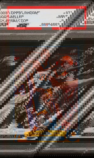 2003-04 TOPPS CHROME REFRACTORS BLACK #31 REGGIE MILLER #ED /500 PSA 9