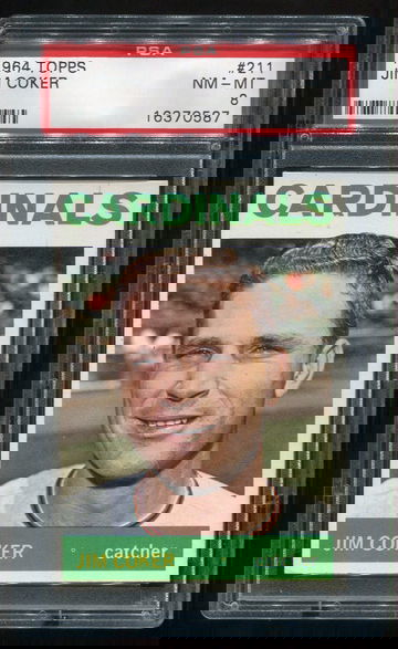 1964 TOPPS #211 JIM COKER PSA 8